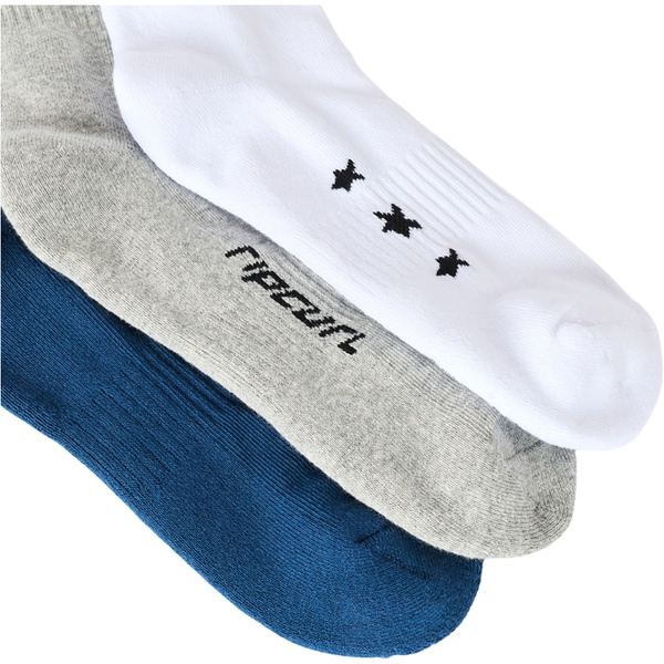 2026 Rip Curl Mens Retro Crew Sock 3 Pack 00GMSO - Grey Heather